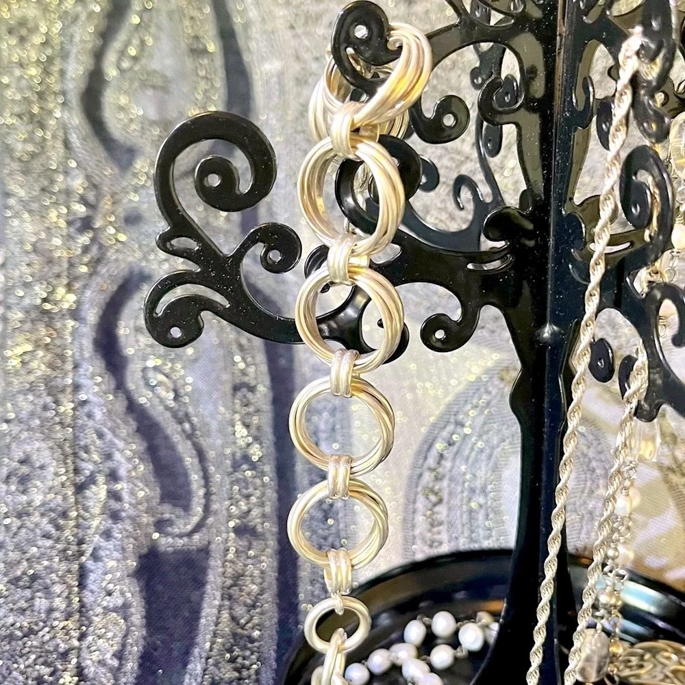 Silpada Vintage Rare Solid Sterling Silver Heavy Multi-Circles Chain Bracelet - Picture 5 of 10